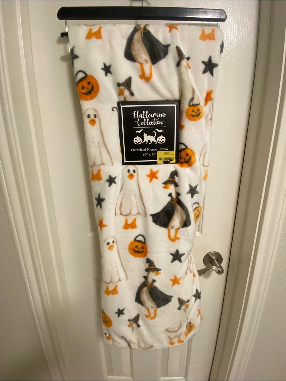 Halloween Geese/duckBlanket – White with Orange and Black accents